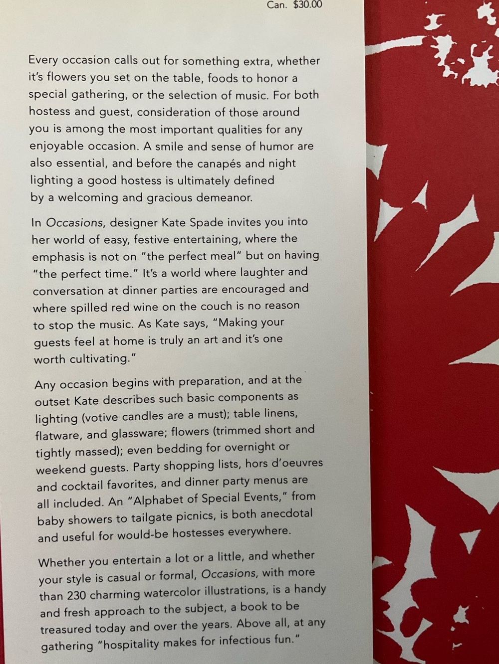KATE SPADE ♠️ Occasions Red and White Floral Hardcover Book - Picture 16 of 16